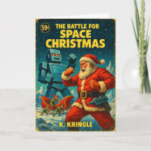 Rymd jul tomte vs robot Vintage Sci-Fi