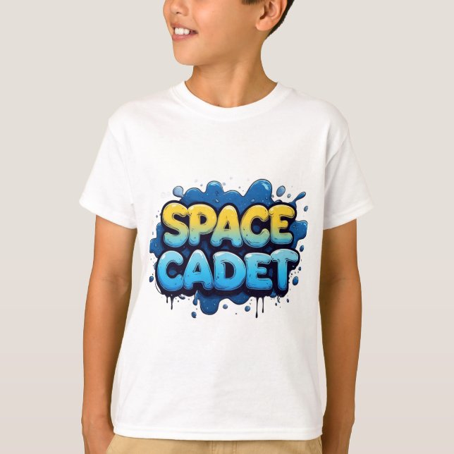 Rymd Kadett Graffiti Typografi T Shirt (Framsida)