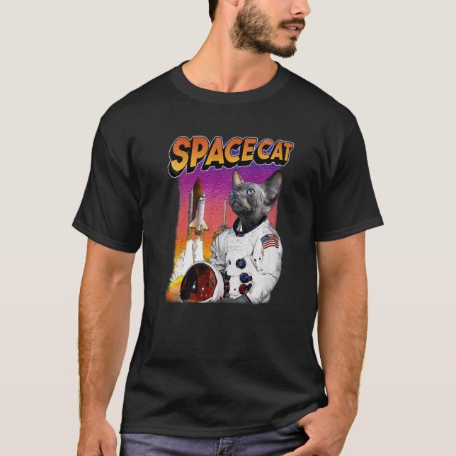 Rymd Katt Astronaut Katt Meme Kattrymd Resor T Shirt (Framsida)
