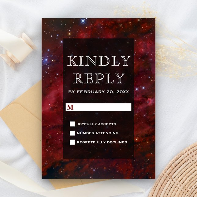 Rymd Nebula Maroon Galax RSVP OSA Kort (Skapare uppladdad)