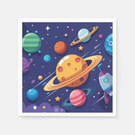 Rymd- och planettema pappersservett