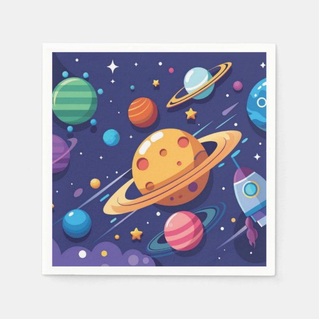Rymd- och planettema pappersservett (Framsidan)
