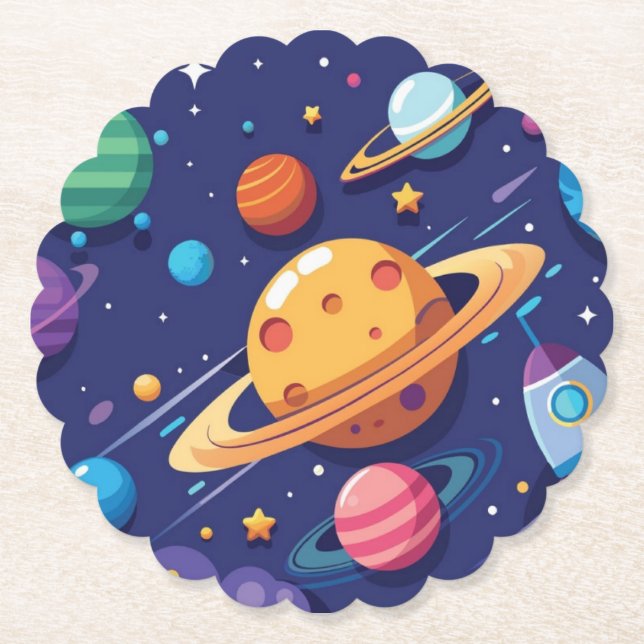 Rymd- och planettema underlägg papper (Framsida)