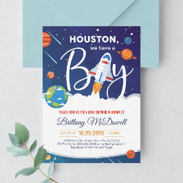 Rymd Planet Solsystem Pojke Bebis Baby Shower Inbj Inbjudningar