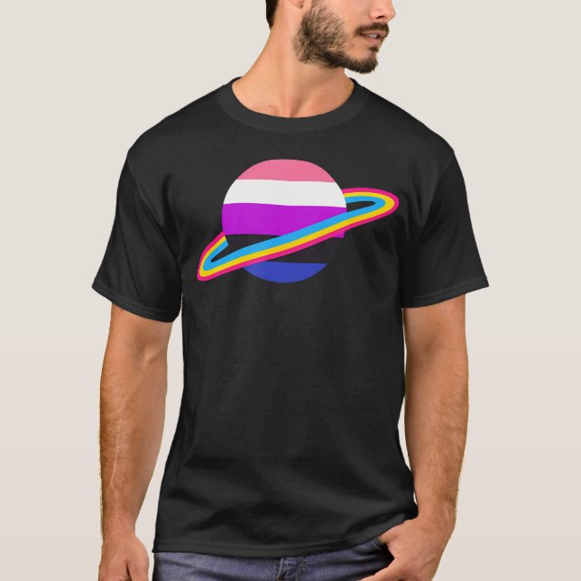 Rymd Planeter Regnbåge Hbt Lesbisk Gay Bisexuell T Shirt (Framsida)