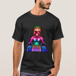 Rymd Psykedelisk Rave Utomjording DJ Techno House T Shirt