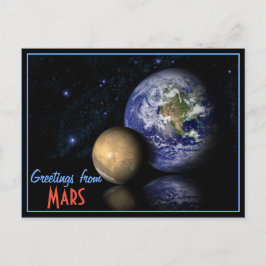 Rymd Röd Blå Svart Mars Jorden Glob Foto Vykort