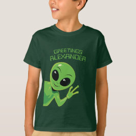 Rymd tecknad serie med söta utomjordingar hälsar t shirt