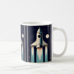 Rymdålder Retro 50-talet Rymdskepp Kaffemugg