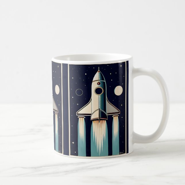 Rymdålder Retro 50-talet Rymdskepp Kaffemugg (Höger)