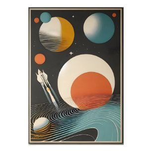 Rymdåldern i mitten av århundradet Art Galaxy Våga Fototryck