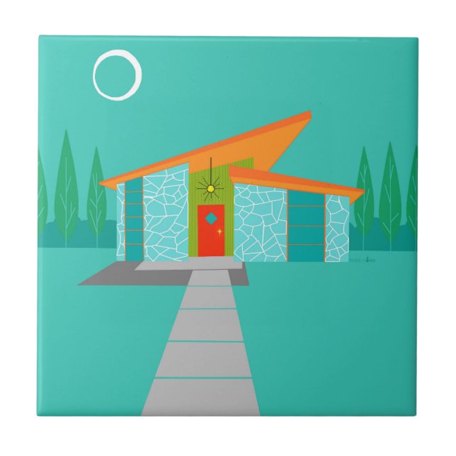 Rymdåldern - Tecknad - keramiska plattor Kakelplatta (Framsidan)