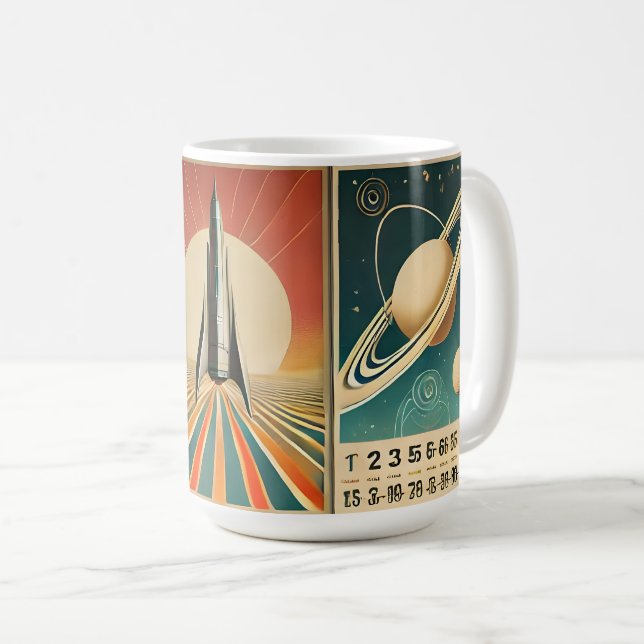 Rymdålderns konst Tidskalender för rymden Kaffemugg (Framsida höger)