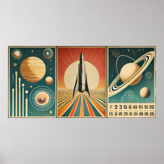 Rymdålderns konst Tidskalender för rymden Poster