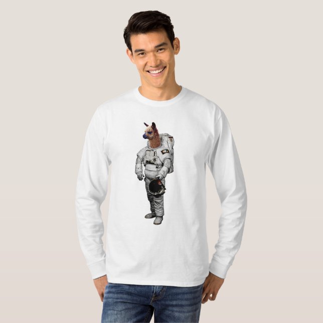 Rymdalpacka Långärmad T-Shirt (Hel framsida)