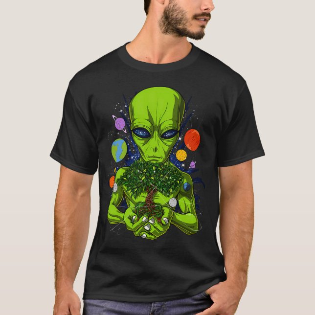 Rymdälva Träd Des Liv T Shirt (Framsida)