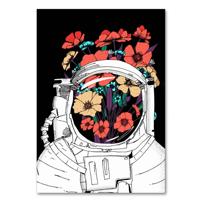 Rymdartistisk blomma för astronaut bordsnummer (Framsidan)