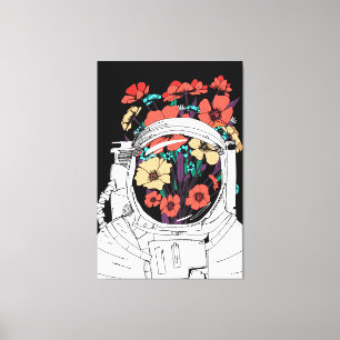 Rymdartistisk blomma för astronaut canvastryck