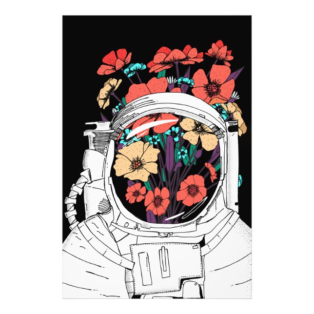 Rymdartistisk blomma för astronaut fototryck (Framsidan)