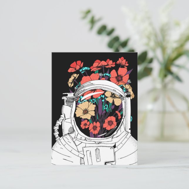 Rymdartistisk blomma för astronauter vykort (Stående Fram)