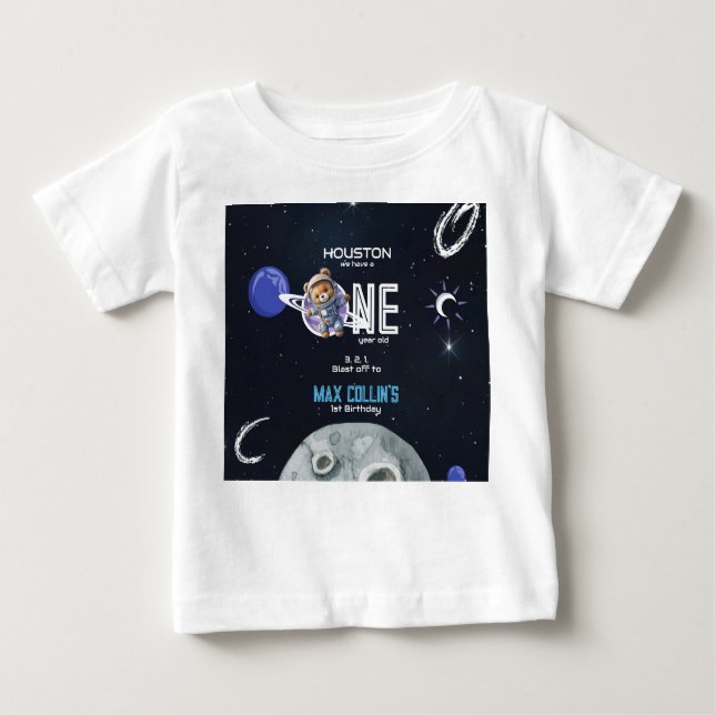 Rymdastronaut 1-årsdag t shirt (Framsida)