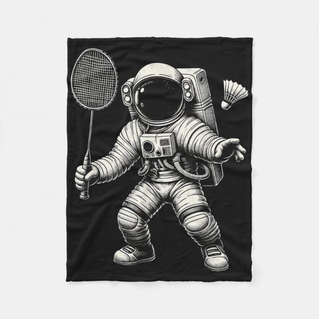 Rymdastronaut Badmintonspelare Shuttle Sport  Fleecefilt (Framsidan)
