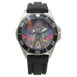 Rymdastronaut Bbq Retro Sci-Fi Pop Art Serietidnin Armbandsur