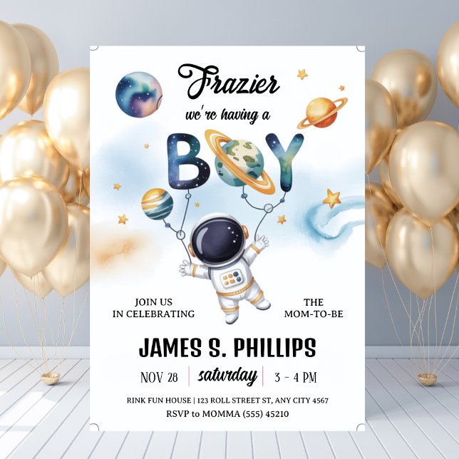 Rymdastronaut Bebis Shower Inbjudningar (Outer Space Astronaut Baby Shower Invitation
)