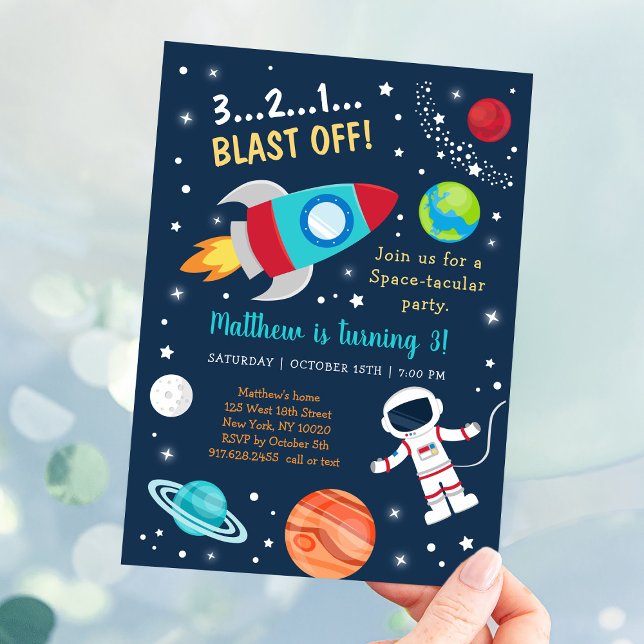 Rymdastronaut Blast från födelsedag Inbjudningar (Skapare uppladdad)