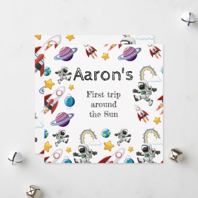 Rymdastronaut första Födelsedagsfest inbjudan (Fram/Back In Situ)
