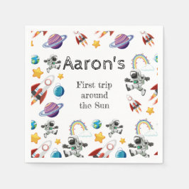 Rymdastronaut första Födelsedagsfest inbjudan Pappersservett