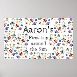 Rymdastronaut första Födelsedagsfest inbjudan Poster