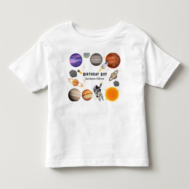 Rymdastronaut Första Födelsedagsfest T Shirt (Framsida)