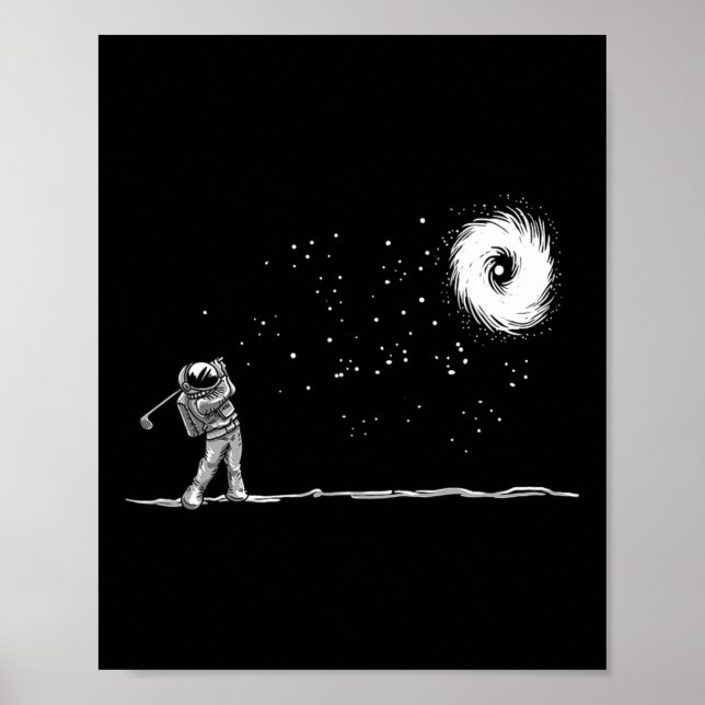 Rymdastronaut Golfspelare Rolig Galax Rymdälskare Poster (Framsidan)