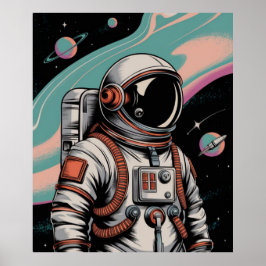 Rymdastronaut i vintage-stil poster