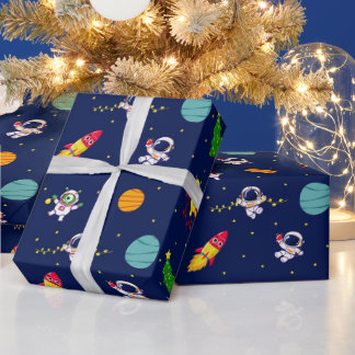 Rymdastronaut Julgran Barn Inpackningspapper Presentpapper