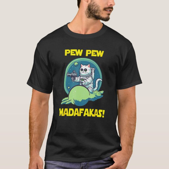 Rymdastronaut Pew Madafakas Himalayan Katt T Shirt (Framsida)