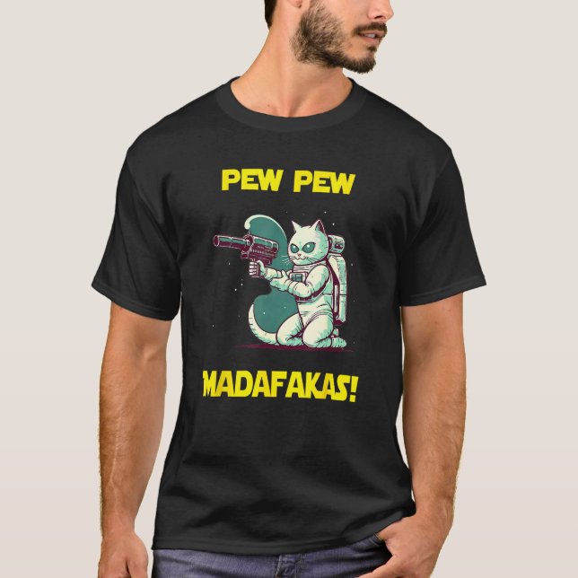 Rymdastronaut Pew Madafakas Manx Katt 1 T Shirt (Framsida)