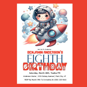 Rymdastronaut Pojkens 8-årsdag Inbjudningar