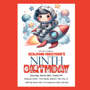 Rymdastronaut Pojkens 9-årsdag Inbjudningar