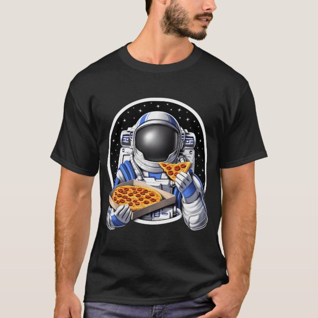 Rymdastronaut som äter pizza t shirt (Framsida)