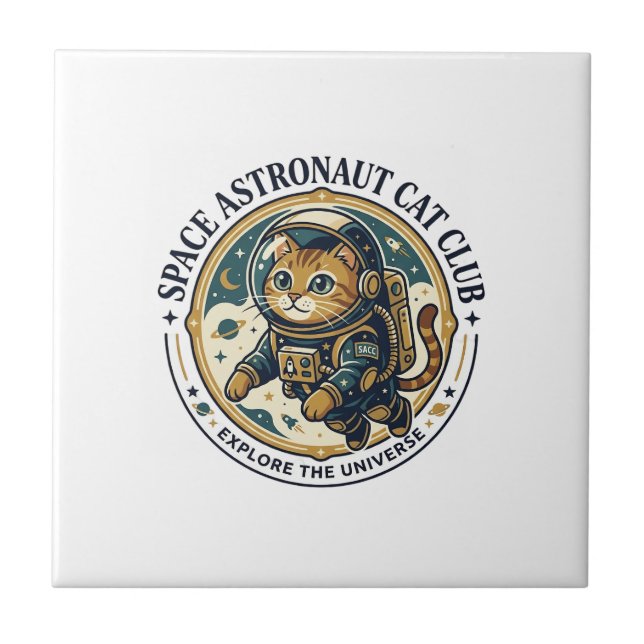 Rymdastronautkatt Pappa Presentidé - Rymdastronaut Kakelplatta (Framsidan)