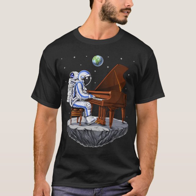 Rymdastronautpianist T Shirt (Framsida)