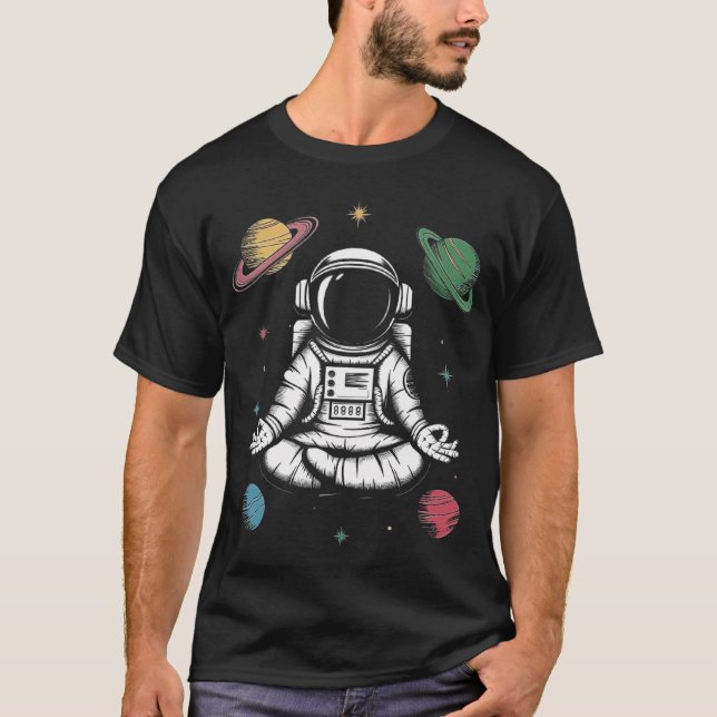 Rymdastronautsmediterande i Cosmic Universe Exp T Shirt (Framsida)