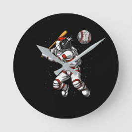 Rymdaut Baseball Player Cosmic Planet Rund Klocka