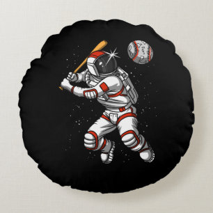 Rymdaut Baseball Player Cosmic Planet Rund Kudde
