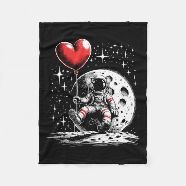 Rymdaut Heart Lloon Valentine Day Valent Fleecefilt (Framsidan)