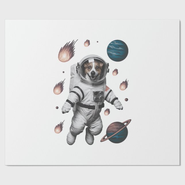 Rymdäventyr med en hundastronaut presentpapper (Platt)