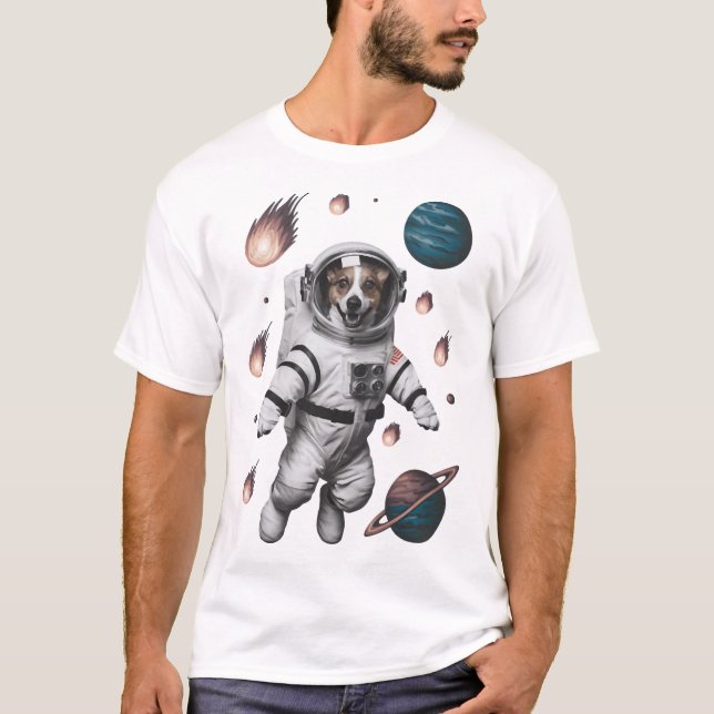 Rymdäventyr Med En Hundastronaut T Shirt (Framsida)