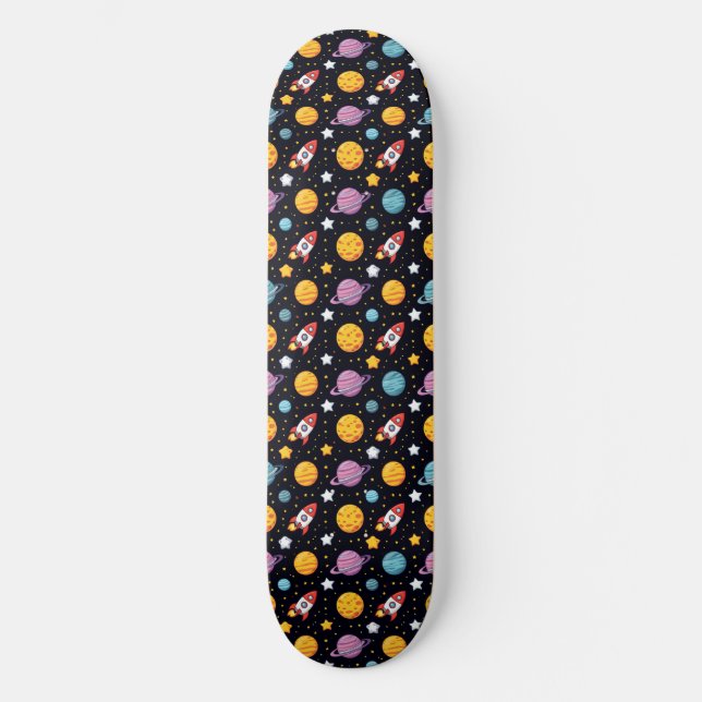 Rymdäventyrs Skateboarddäck Färgrik Galax Mini Skateboard Bräda 18,5 Cm (Framsida)